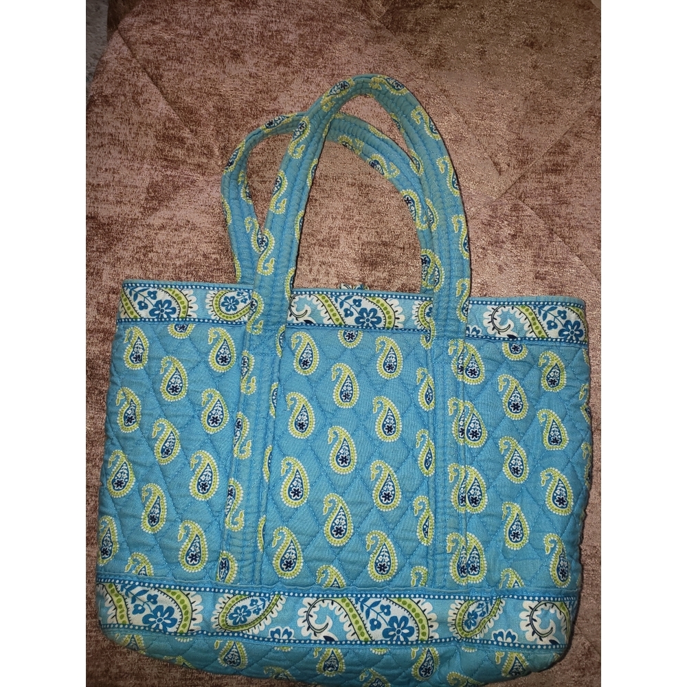 Vera Bradley Light Blue and Lime Tote Purse - Picture 2 of 6